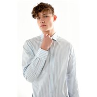 Stripe Shirt Business Casual Slim Fit Striped Shirt Blue