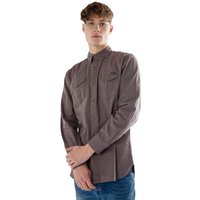 Smart Casual Button Down Cotton Shirt Pockets Dark