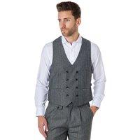 XPOSED Men's Tyler Tweed Double Breasted Waistcoat in Light Grey | Size: 48R