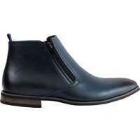XPOSED Men's Stylish Faux Leather Chelsea Boots for Comfortable Low Ankle Design in Navy | Size: 7