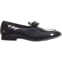 XPOSED Men's Elegant Patent Leather Loafers with Bow Tie in Black | Size: 8