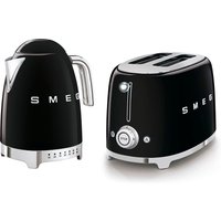 Smeg Kettle & Toaster, 50's Style Retro Range, KLF04BLUK/TSF01BLUK, Black