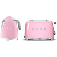 Smeg Mini Kettle & Toaster Set, 2 Slice, 950W, Pink, KLF05PKUK/TSF01PKUK in Pink