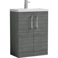 Balterley Bathroom Vanity Basin Unit, Chrome Handles, 600mm, Wood Grey