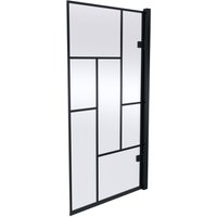 Balterley Abstract Square Framed 8mm Glass Reversible Hinged Bath Screen - Black