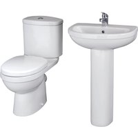 Vito Ceramic Suite Toilet Soft Close Seat & 550mm Basin Pedestal