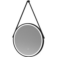Balterley Round Framed LED Mirror with Demister & Hanging Strap, 600mm - Black