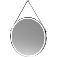 Balterley Round Framed LED Mirror with Demister & Strap, 800mm - Chrome/Grey in Silver