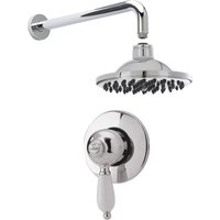 Balterley Traditional Concealed Manual Valve with Head Arm Shower Set White in Silver