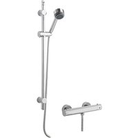Balterley Minimalist Thermostatic Bar Valve Multi Function Handset Slide Rail in Silver