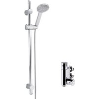 Balterley Thermostatic Vertical Bar Valve Water Saving Handset Slider Rail in Silver