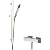 Balterley Ripple Square Bar Valve Sheer Slide Rail Shower Kit Chrome in Silver