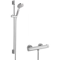 Balterley Minimalist Round Bar Valve Slimline Slide Rail Shower Set Chrome in Silver