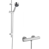 Balterley Minimalist Round Bar Valve Linear Slide Rail Kit Shower Set Chrome in Silver