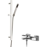Balterley Wall Mount Thermostatic Bath Shower Mixer Tap Slide Rail Kit Chrome in Silver