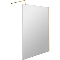 Balterley 8mm Wetroom Screen & Support Bar: 1200mm x 1850mm, Brushed Brass in Metallics