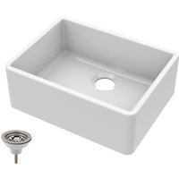 Balterley 1 Bowl Fireclay Butler Kitchen Sink Central Waste 595x450x220mm in White