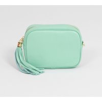 Sarta Women's Beau Italian Leather Crossbody Bag - Light Green, Pebbled in Green
