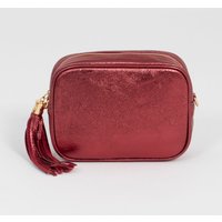 Sarta Women's Beau - Italian Leather Crossbody Bag - Red, Metallic in Red