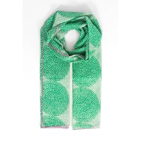 Sarta Women's Camille Circles & Polka Dots Lightweight Cotton Scarf in Green
