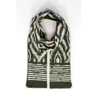 Sarta Women's Indie Lightweight Cotton Scarf - Khaki, Aztec Print in Khaki