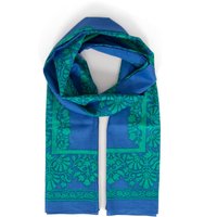 Sarta Women's Rue Lightweight Cotton Scarf - Blue/Green, Leaf in Blue
