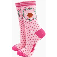 Highland Cow & Floral Wreath Bamboo Socks
