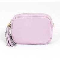 Sarta Women's Beau Italian Leather Crossbody Camera Bag - Pastel Lilac, Pebbled in Lilac