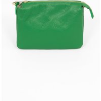 Sarta Women's Gia Italian Leather Crossbody Bag - Bright Green, Pebbled in Bright Green