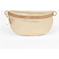 Sarta Women's Jasmine Italian Leather Half Moon Crossbody Bag - Gold, Metallic in Gold