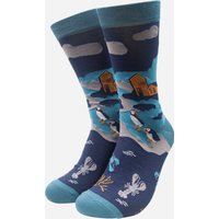 Puffins Coastal Scene Bamboo Socks Teal