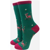 Sock Talk Women's Party Cheetahs Bamboo Socks - Green | Size: 3-7