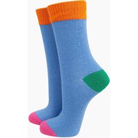 Sock Talk Women's Colour Burst Cotton Glitter Socks in Blue