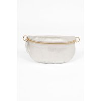 Sarta Women's Jasmine Italian Leather Half Moon Crossbody Bag - Silver, Metallic in Silver