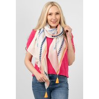 Sarta Women's Deva Lightweight Cotton Scarf - White, Arrow Print in White