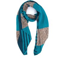Sarta Women's Blue Animal Print Stripe Lightweight Scarf