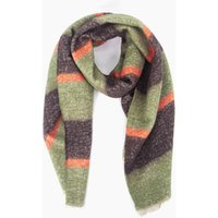 Zola Midweight scarf Khaki Orange Block Stripe