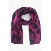 Jamie Heavyweight Leopard Print Scarf Black Fuchsia