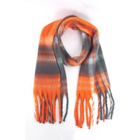 Sarta Women's Traditional Tartan Heavyweight Tasselled Winter Scarf in Orange