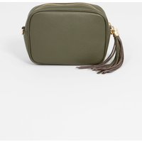Sarta Women's Beau - Italian Leather Crossbody Bag - Khaki, Pebbled in Khaki