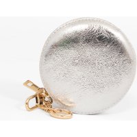 Sarta Women's Silver Italian Leather Round Clip-On Coin Purse