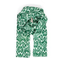 Sarta Women's Saffron Lightweight Cotton Damask Scarf - Green
