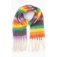 Sarta Women's Rainbow Heavyweight Winter Scarf Colourful Stripes Tasseled Shawl