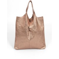 Sarta Women's Paloma Italian Leather Shoulder Bag - Champagne, Metallic in Cream