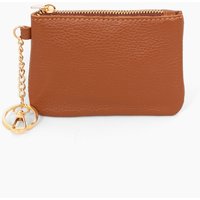 Sarta Women's Vittoria Italian Leather Small Clip On Purse - Tan, Pebbled in Tan