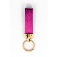 Sarta Women's Chiara Italian Leather Loop Keyring - Raspberry, Metallic in Raspberry