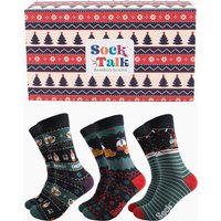Sock Talk Men's Bamboo Sock Gift Box - Festive Food & Drinks in Black | Size: 7-11