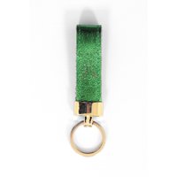 Sarta Women's Chiara Italian Leather Loop Keyring - Green, Metallic in Green