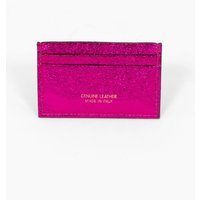 Sarta Women's Rhea Italian Leather Card Holder - Raspberry, Metallic in Raspberry