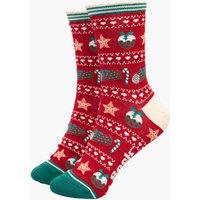 Sock Talk Women's Christmas Pudding Bamboo Socks - Red/Green in Green | Size: 3-7